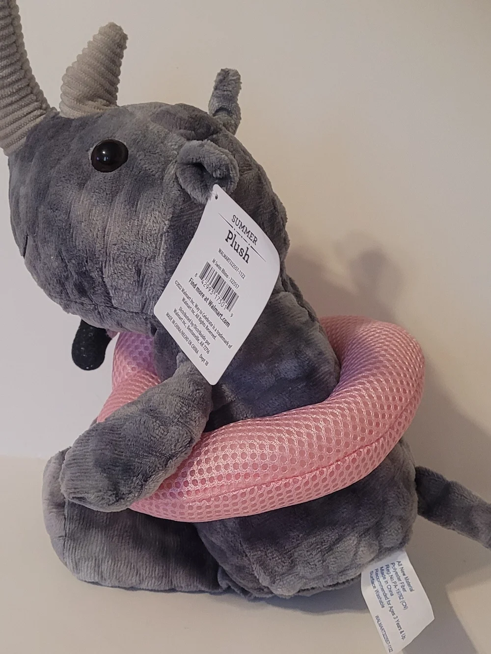Walmart Summer Plush Rhino Pink Flamingo Swim Ring Pool Float Stuffed Animal NWT